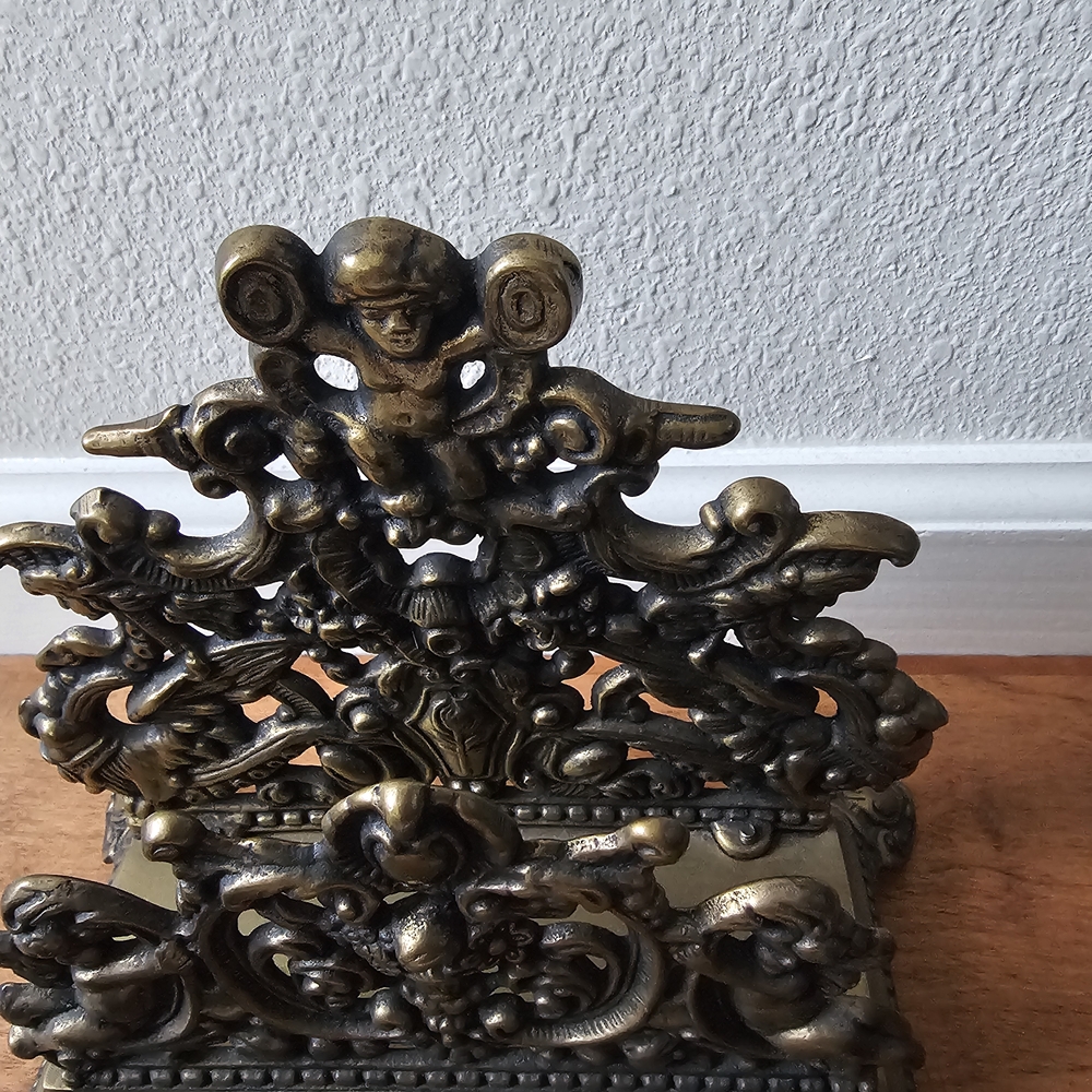 Ornate Brass Inkwell Set - Picture 3 of 7
